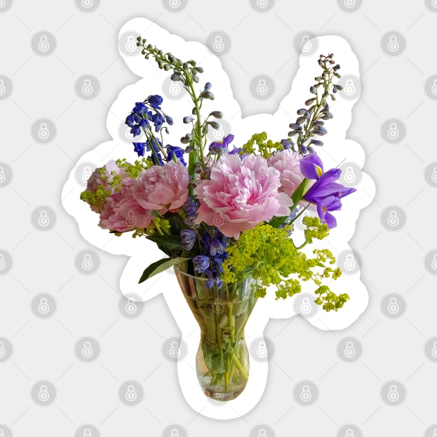 Peony Iris and Delphinium in a Vase Floral Photo Sticker by ellenhenryart